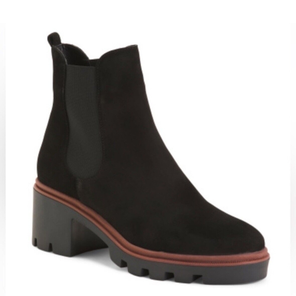Authentic Antonio De Falia Women's Sueded Leather Black Ankle Boots Size 9.5